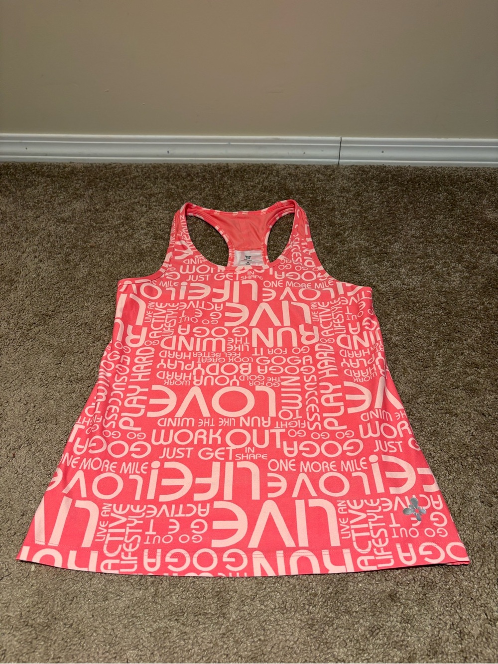 Old Navy Coral Graphic Racerback Workout Tank Size Medium